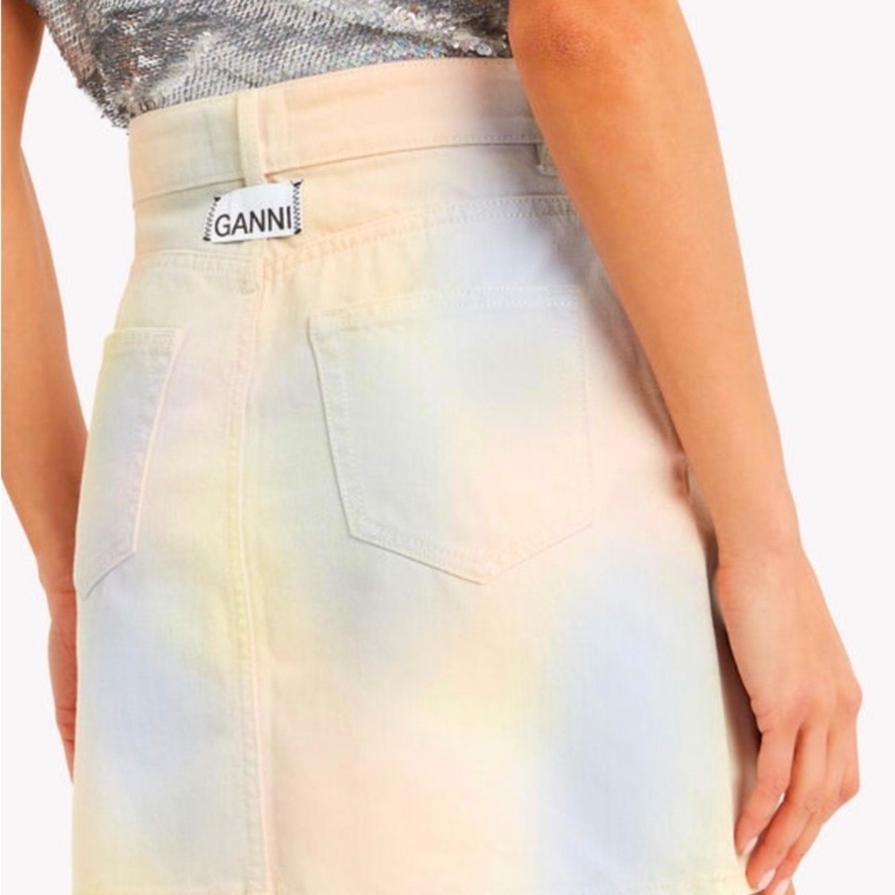 NWT GANNI Coloredwashed Denim Mini Skirt